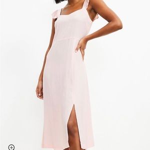 Dotted Ruffle Strap Midi Dress